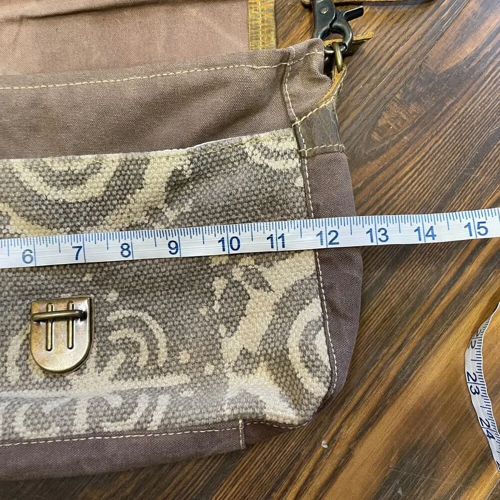 Myra Bag Canvas & Cow Hair/Hide Flap Front w/Clasp Closure